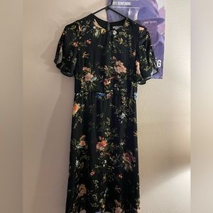Black floral midi dress